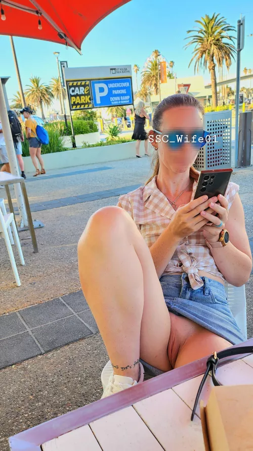 No panties means I can flash you anywhere