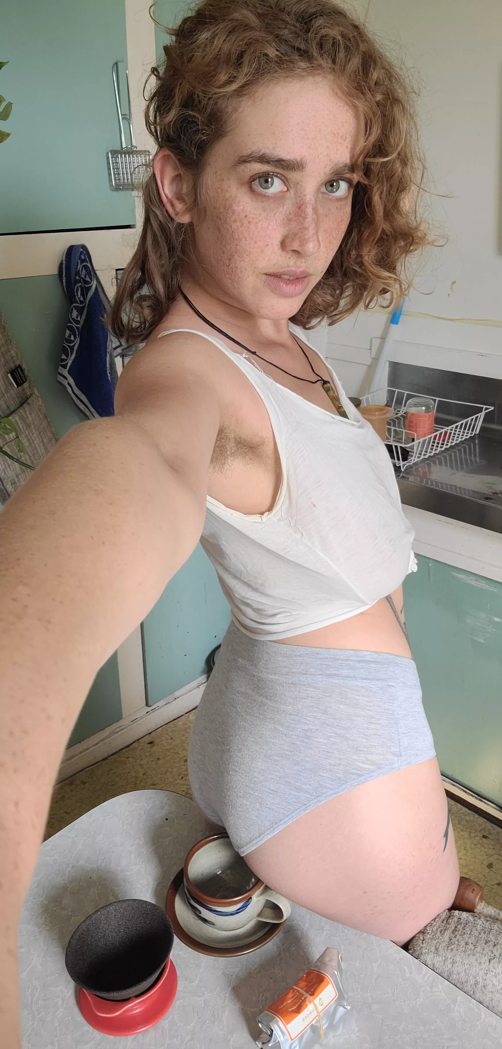 Poor coffee cup is about to be eaten by my ass hahahah