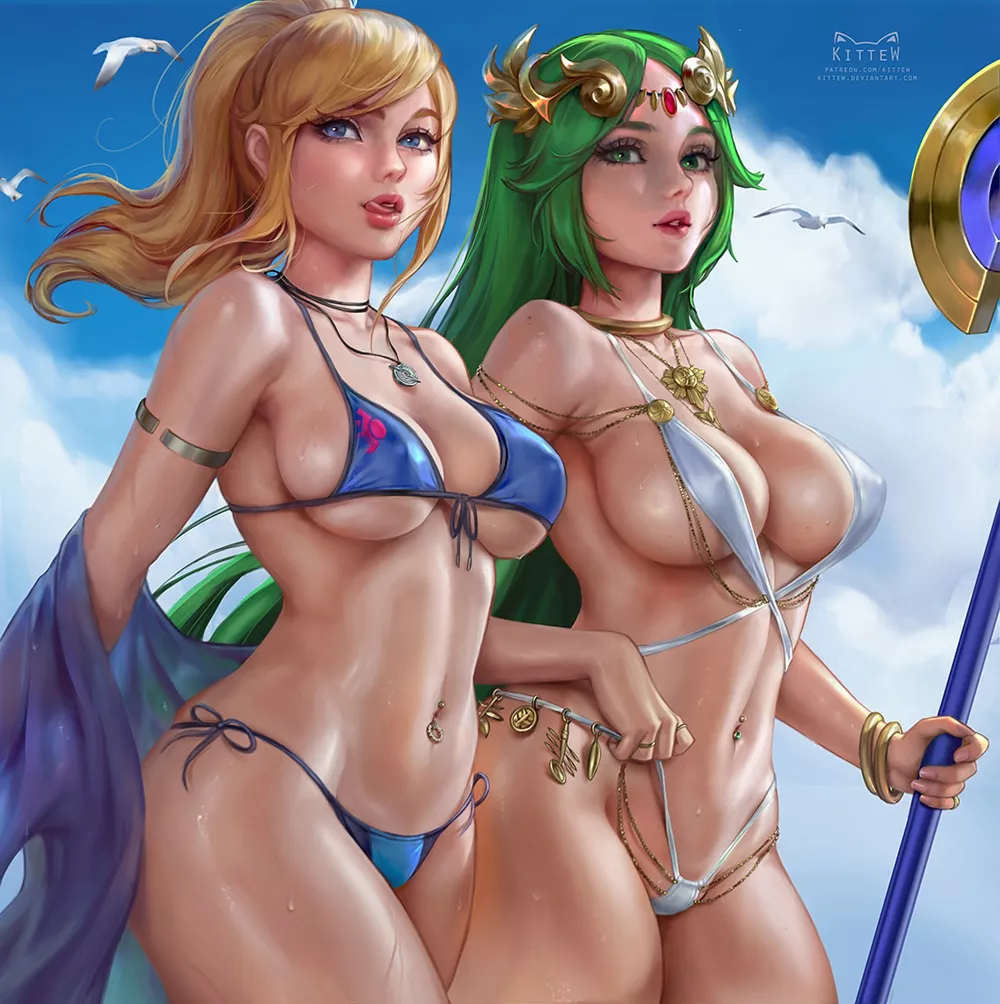 Samus & Palutena in bikinis (Kittew)