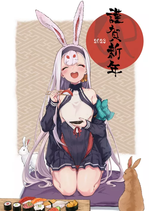 Shimakaze (Azur Lane) celebrating the Year of the Rabbit