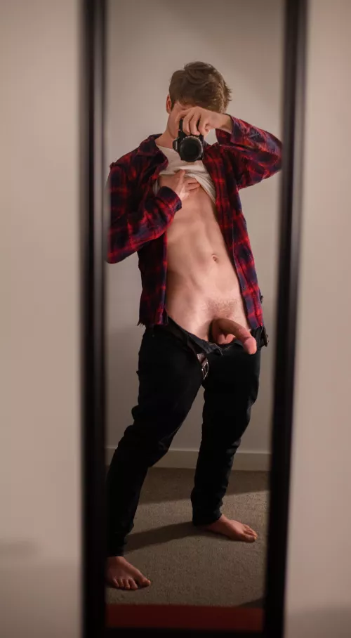 Suck my big sweaty cock after I come in from chopping wood