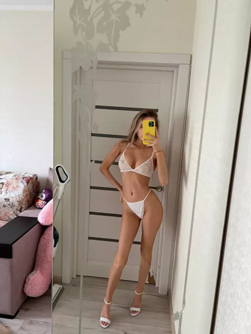 White high heels and lingerie🔥