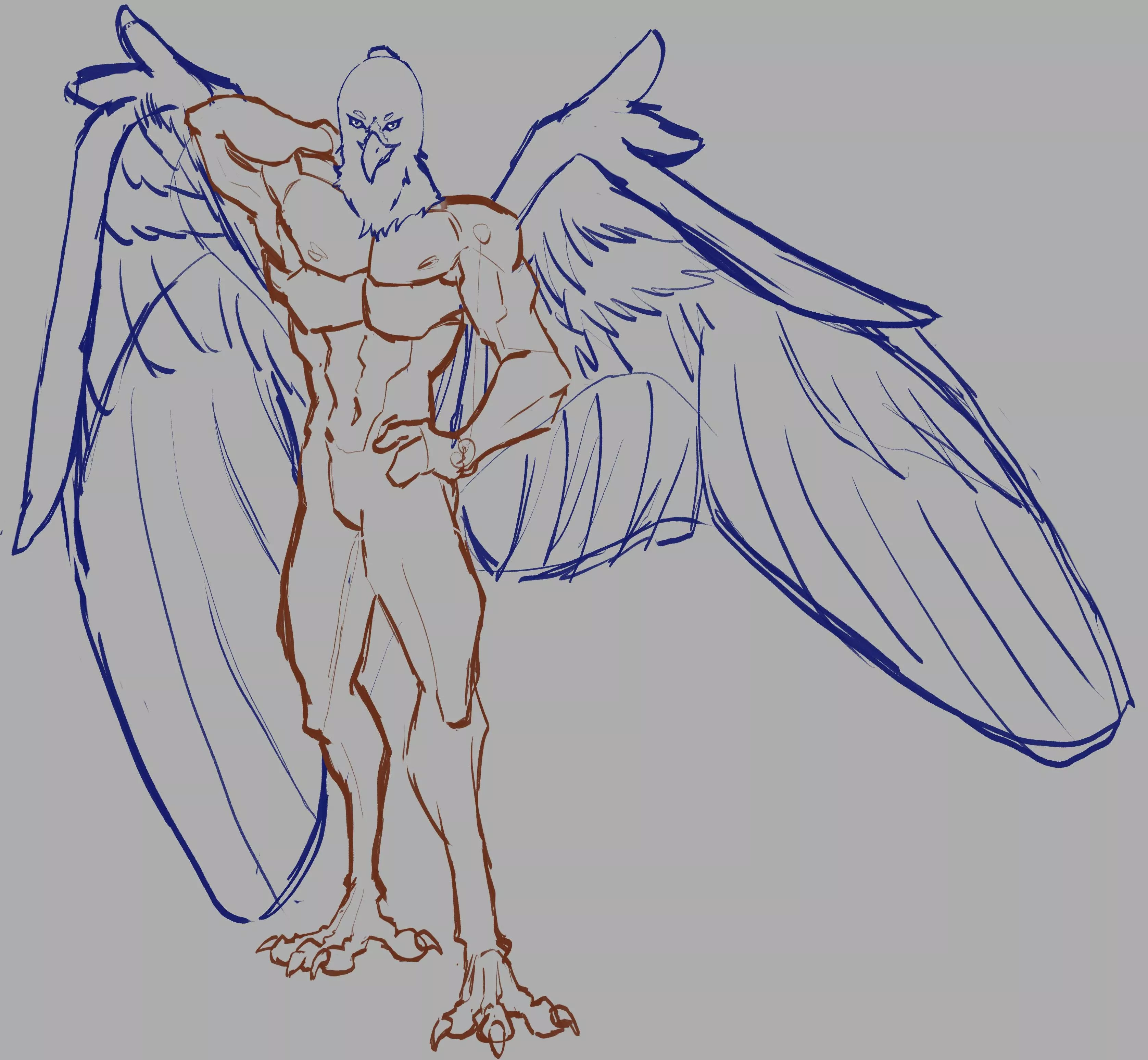 Wip of a new character I’m making(took the name bald eagle too literally ) bro is so close to having this as his canon hair with how much trouble it’s giving me but I’ll figure something out that doesn’t somehow make him look like eren yager😂