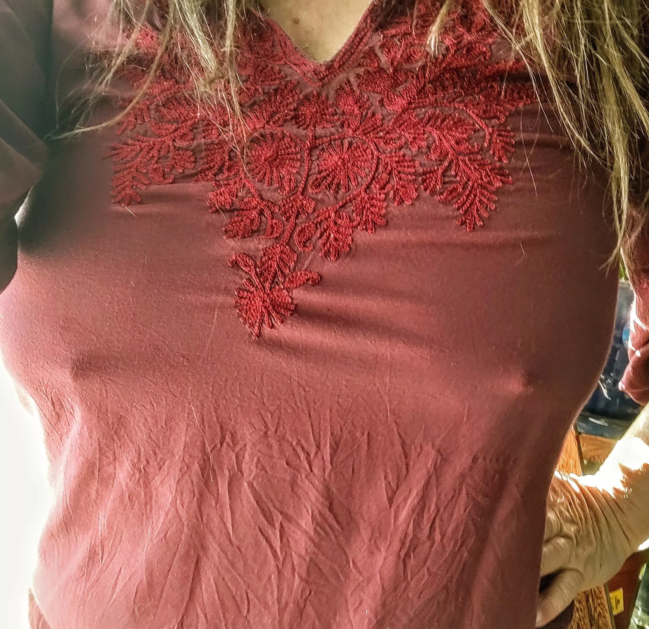 Another favorite shirt to show off the girls. Quite sheer when the sun hits it.