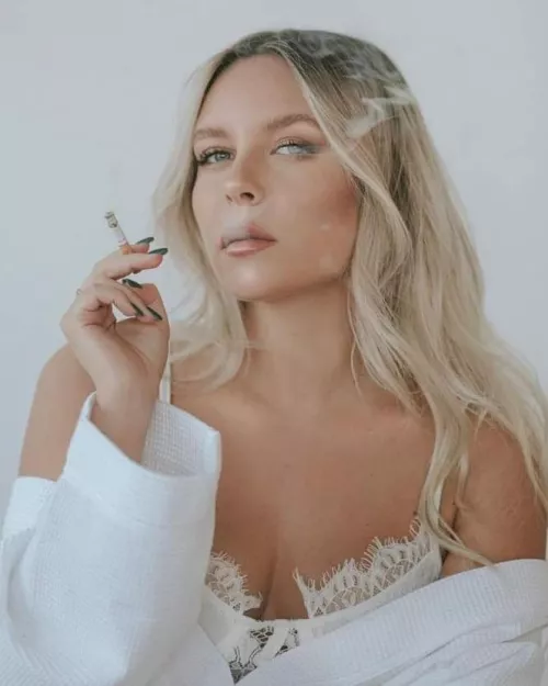 Blonde smoking