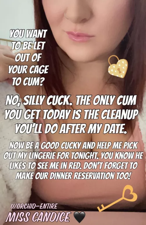 Dinners at 7. I’ll be home with your treat around midnight.