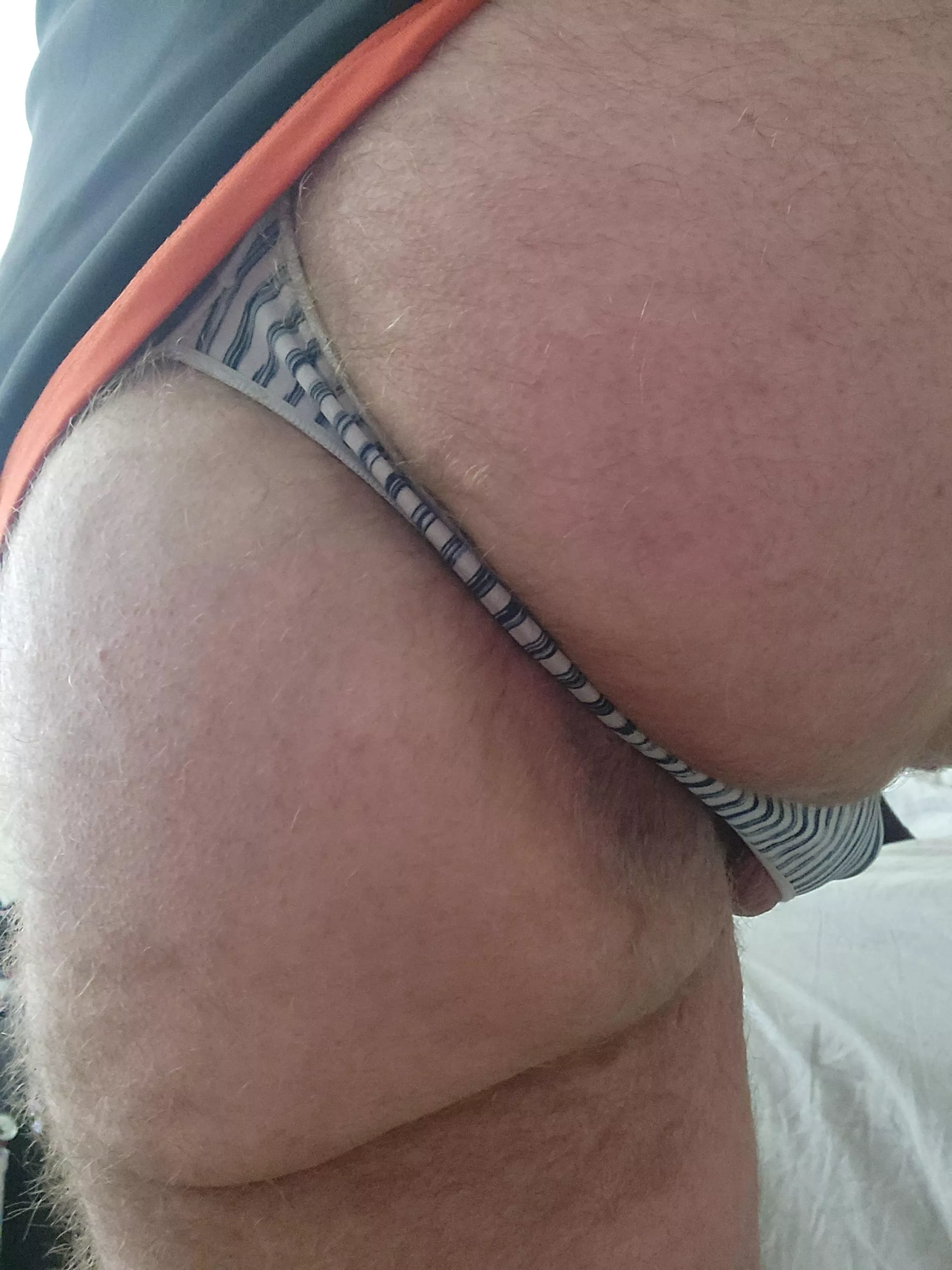 Feeling a thong rub my hole under my street clothes keeps me worked up all day
