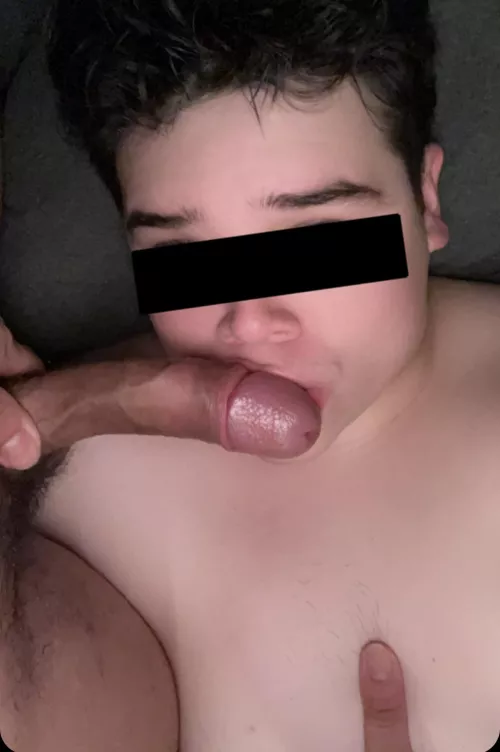 I love how I look with his cock on my face