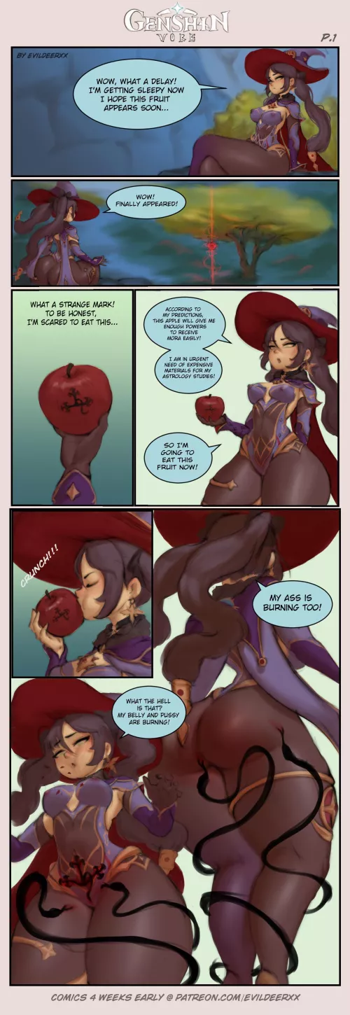 {Image} Genshin Vore [Art by Evildeerxx] [Comic] [Female Pred] [Female Prey] [Same Size]