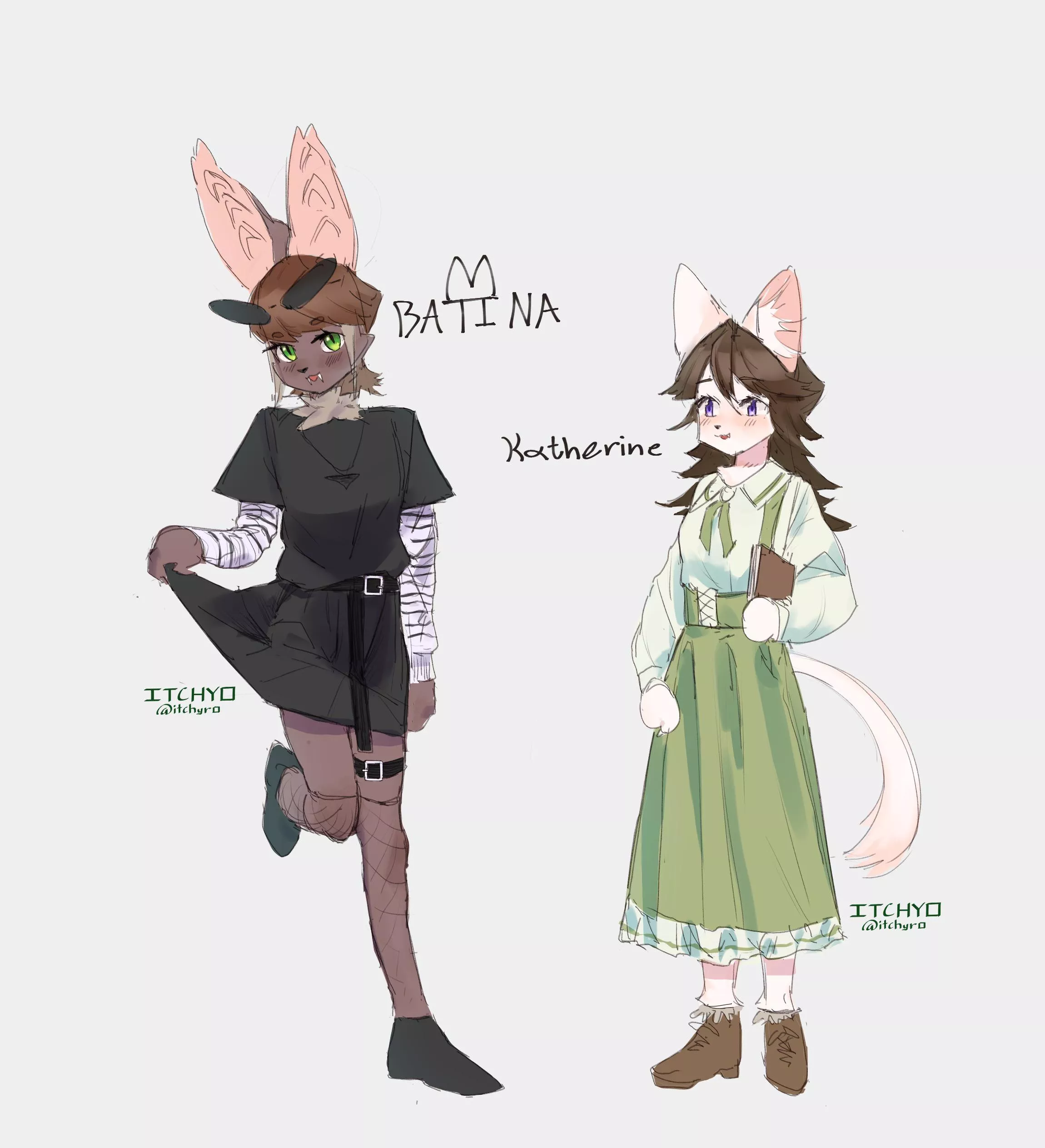 my furgirls in their furfits!! (art by me @itchyro on twitter)