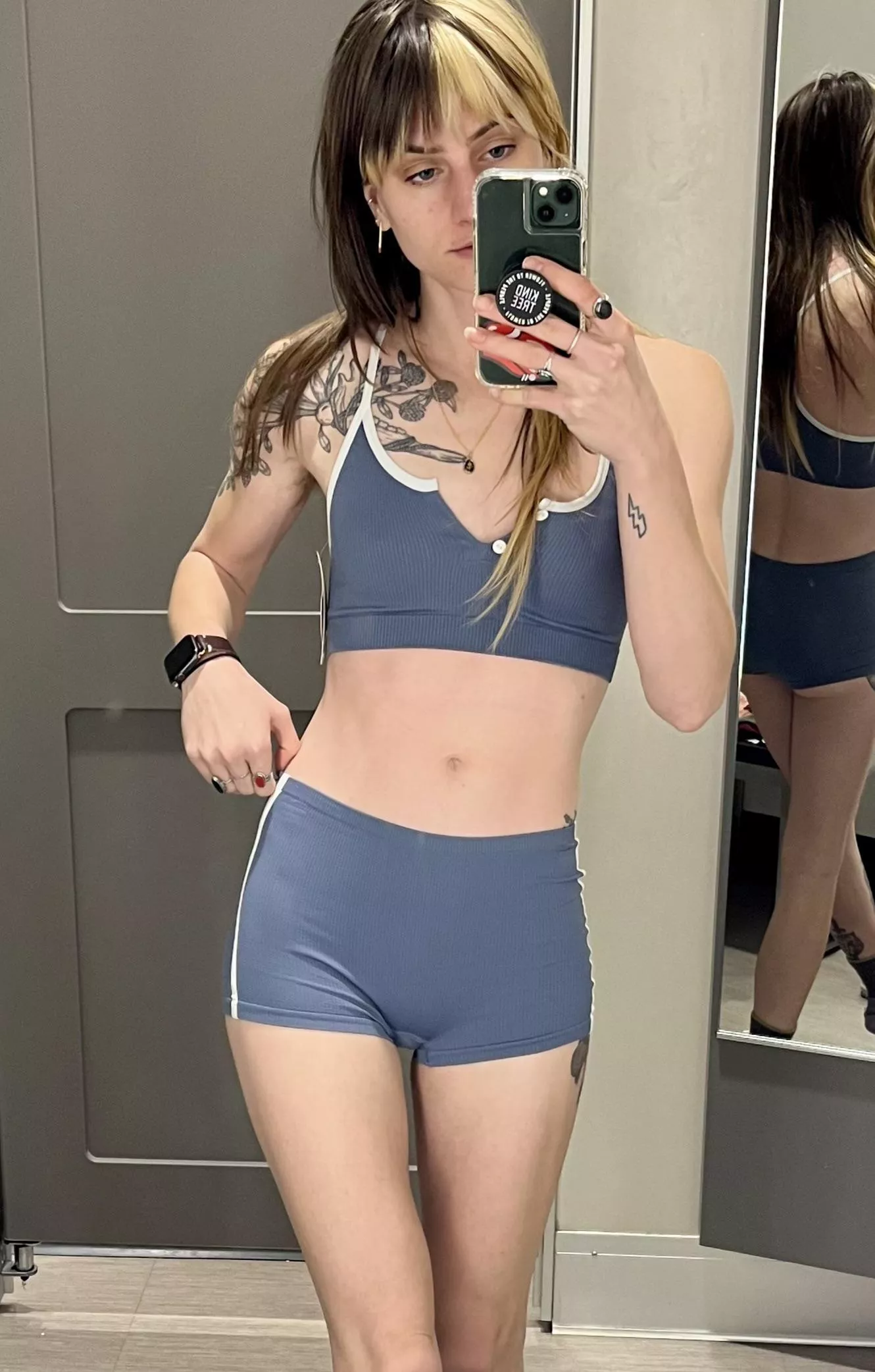 Thigh gap in a tiny matching set