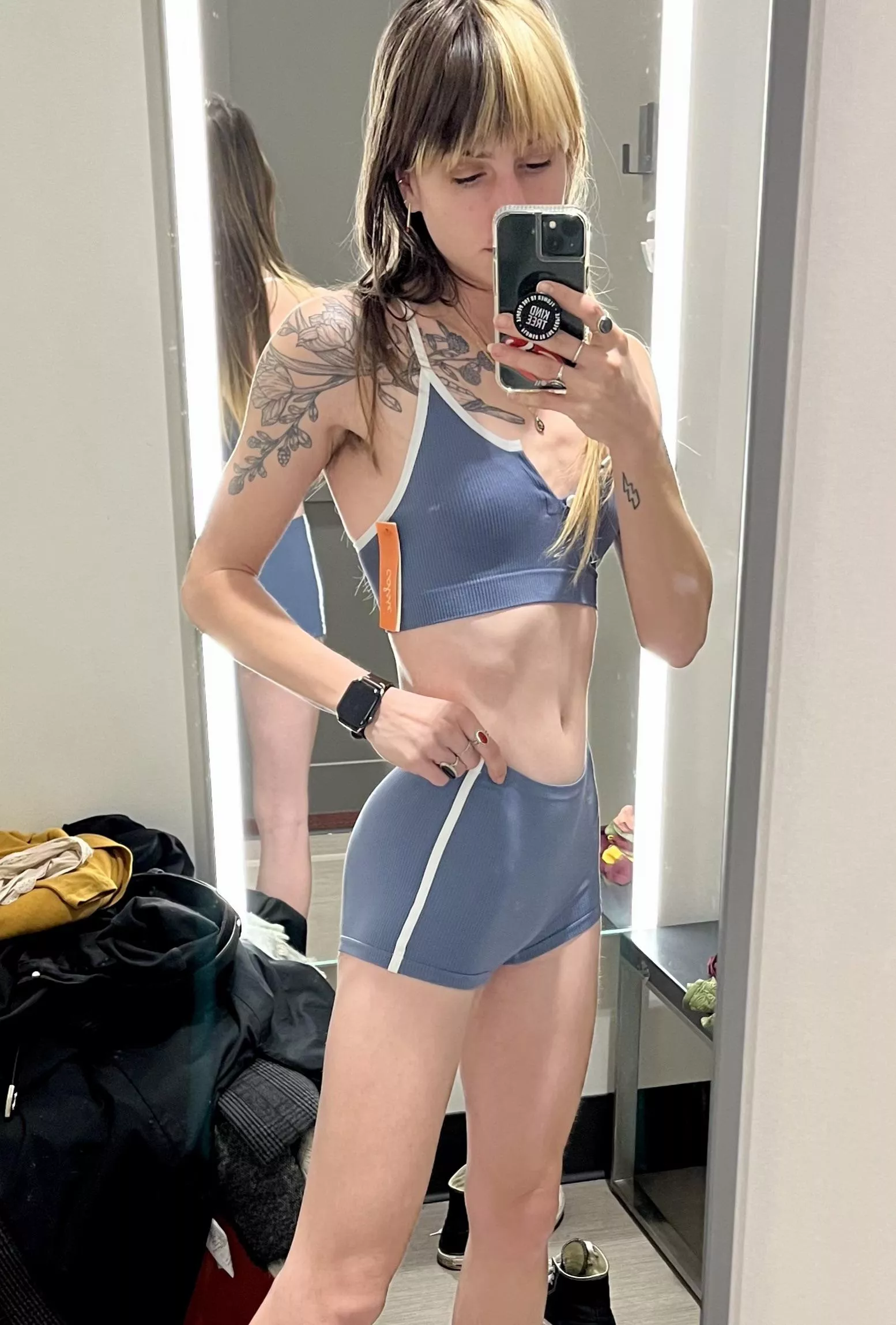 Trying on a tiny matching set