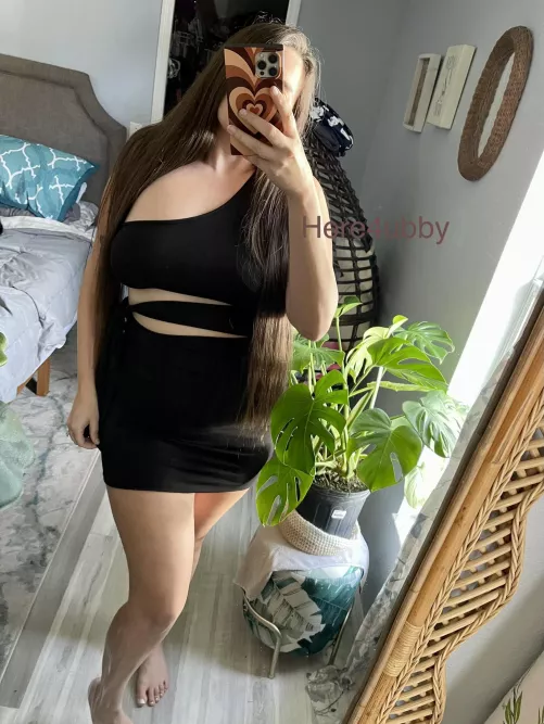 Wearing my new little black dress out! I hope I get noticed by other men.