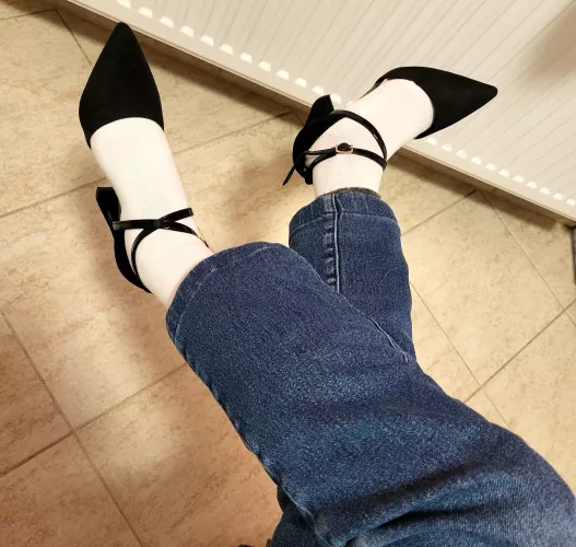 Work in elegant high heels.