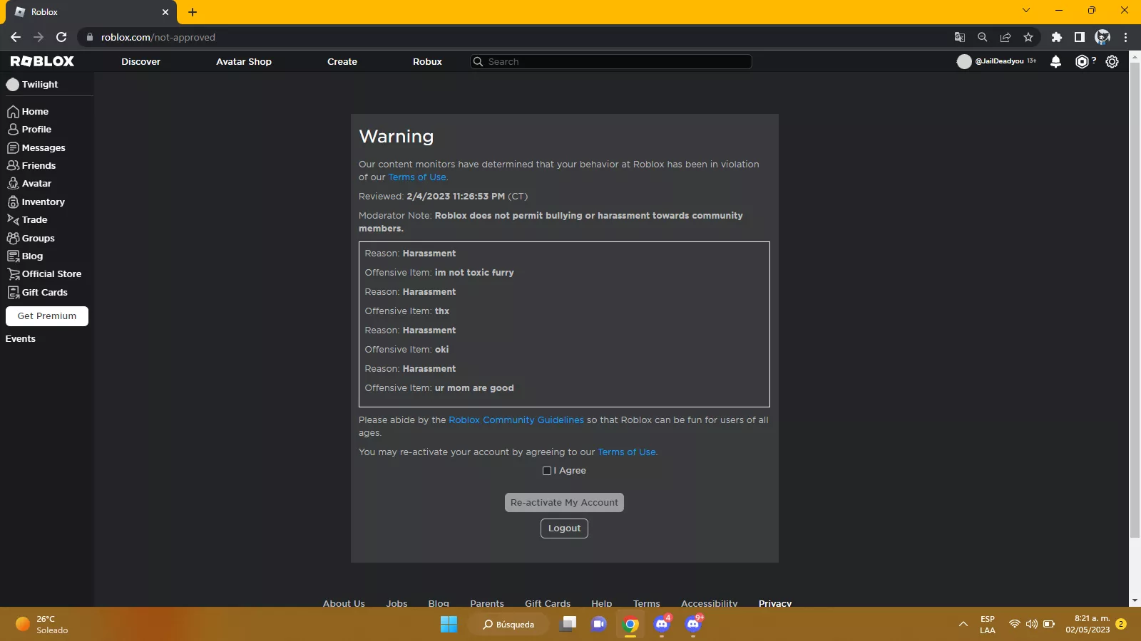 a guy reported me for be a furry ._.
