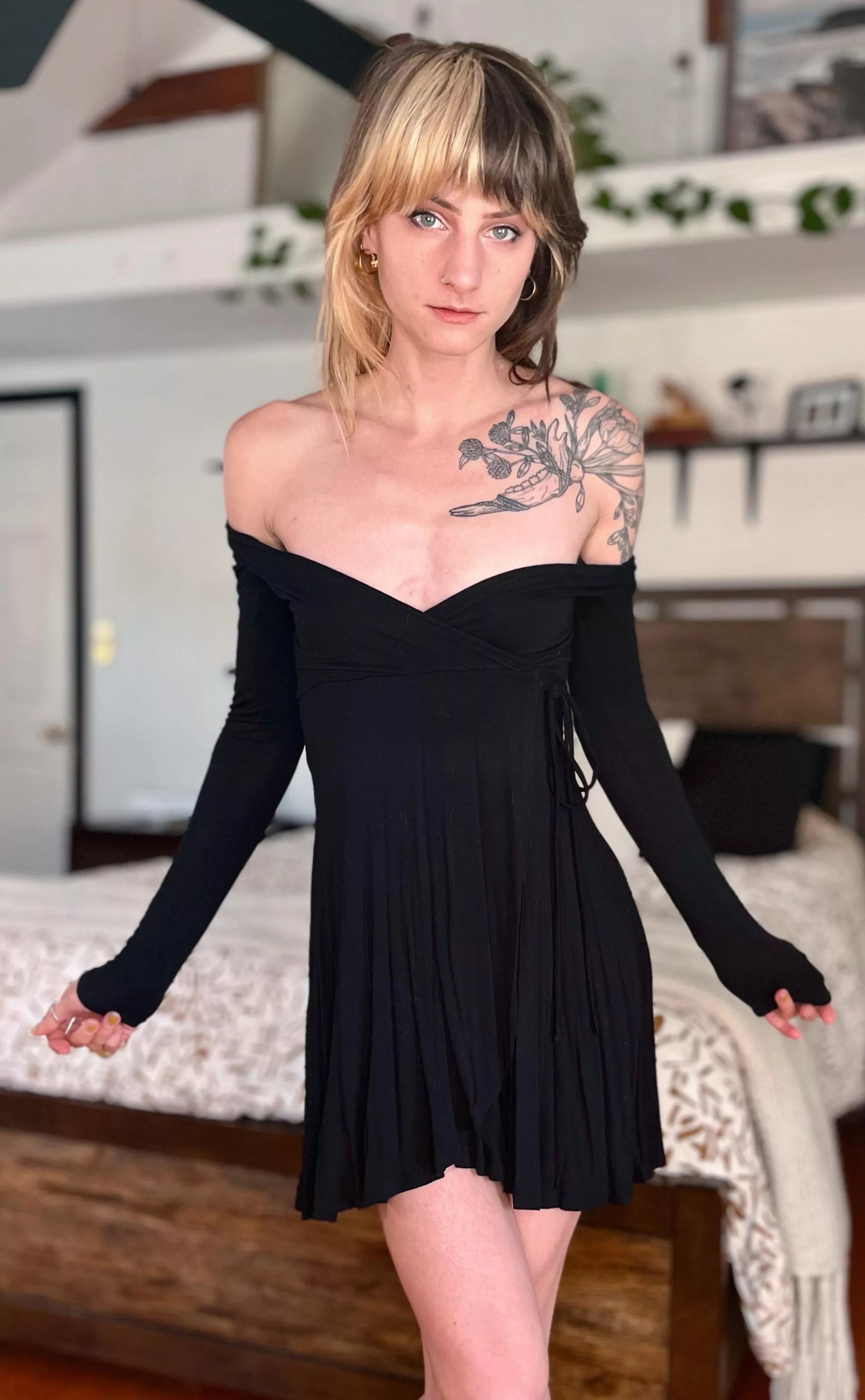 A tight black dress