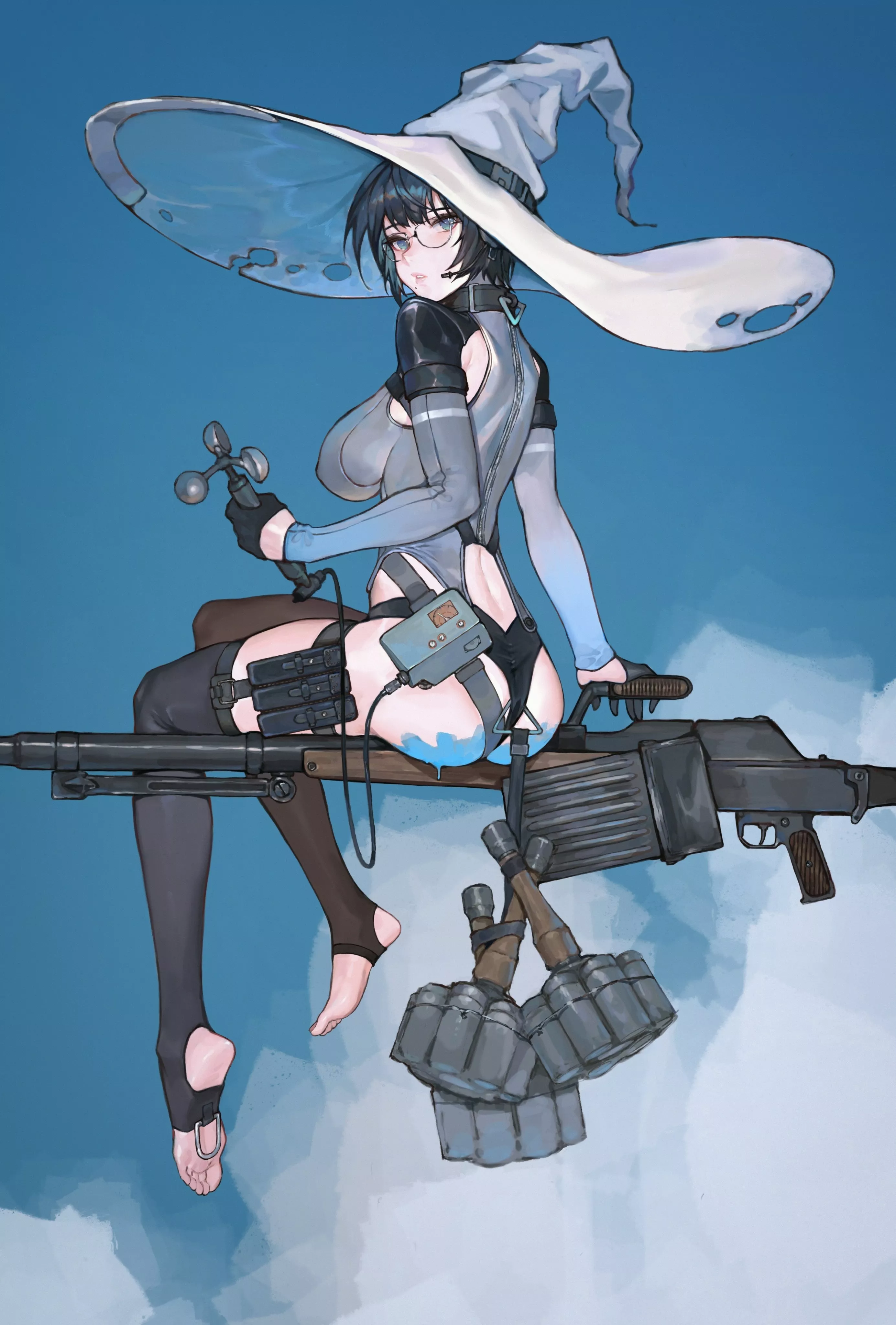 A witch with a flying machine gun (iuui) [Original]