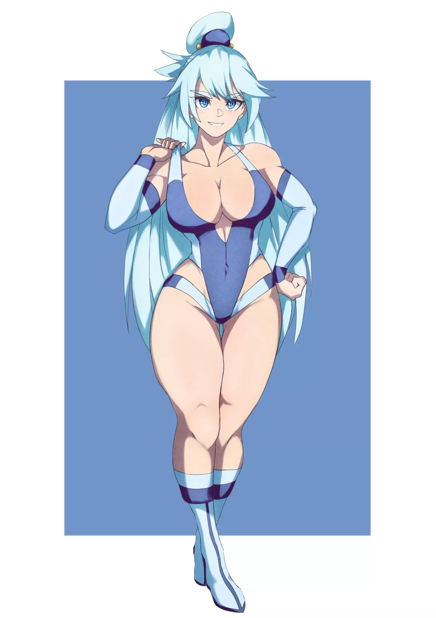 Aqua dressed as a wrestler (By WhiteCoffee) [KonoSuba]
