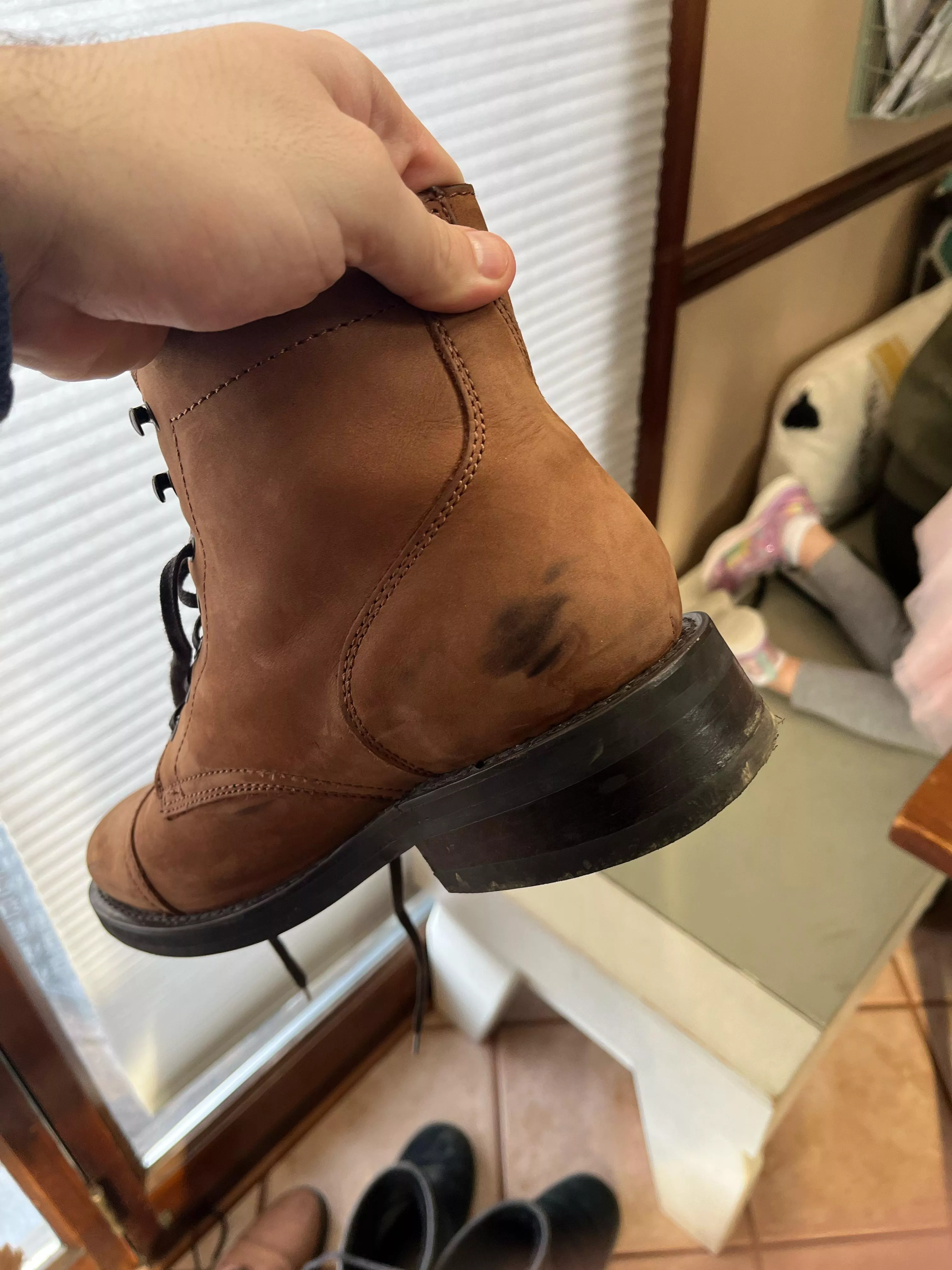 How to clean black scuffs off new Thursday boots?
