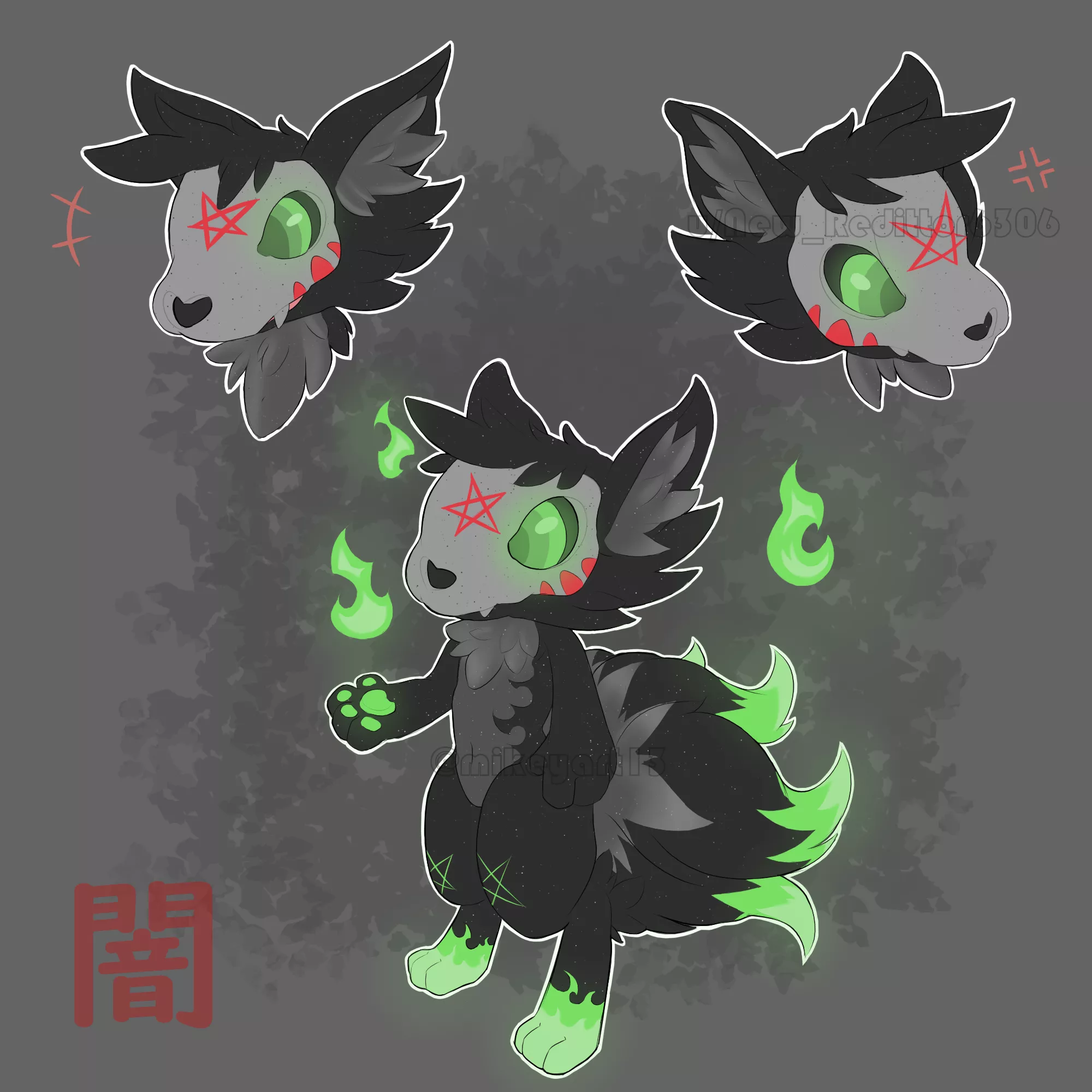 Infernal Skull Kitsune - Offer to adopt (Art by me)