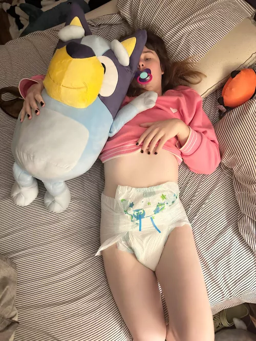 just a little baby girl getting ready for nappies 🥺