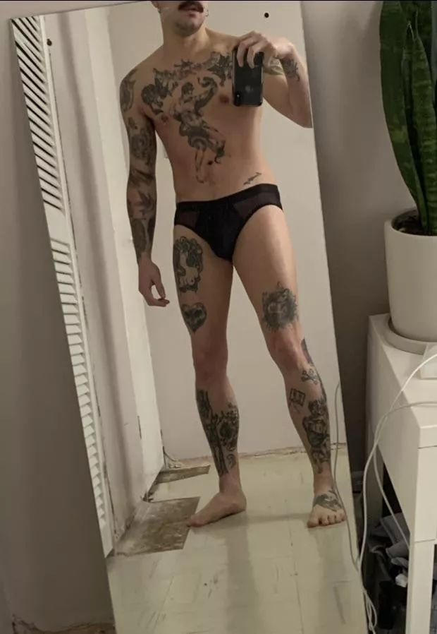 Just a simple semi sheer black brief.