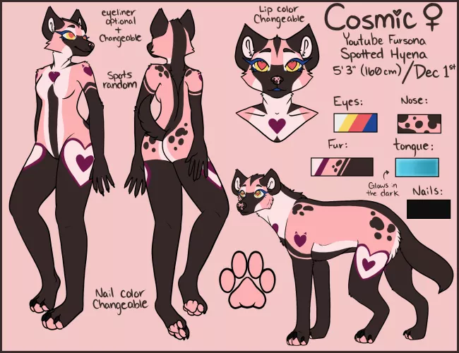 Made a Reference Sheet for my Youtube Fursona! Still need to design her hair though.