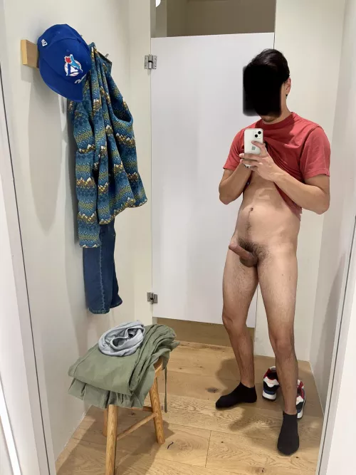 Trying some pants on at the mall