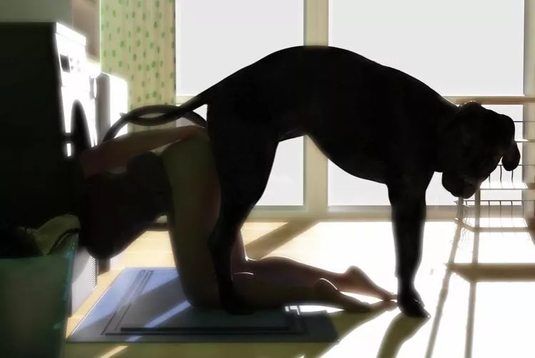 “While doing some chores, got stuck real bad. Yelling for help suddenly felt a paw on the back as the doggie positioned himself & started fucking the pussy. Cumming multiple times, he moved while his knot still swollen kept pumping hot cum as if he