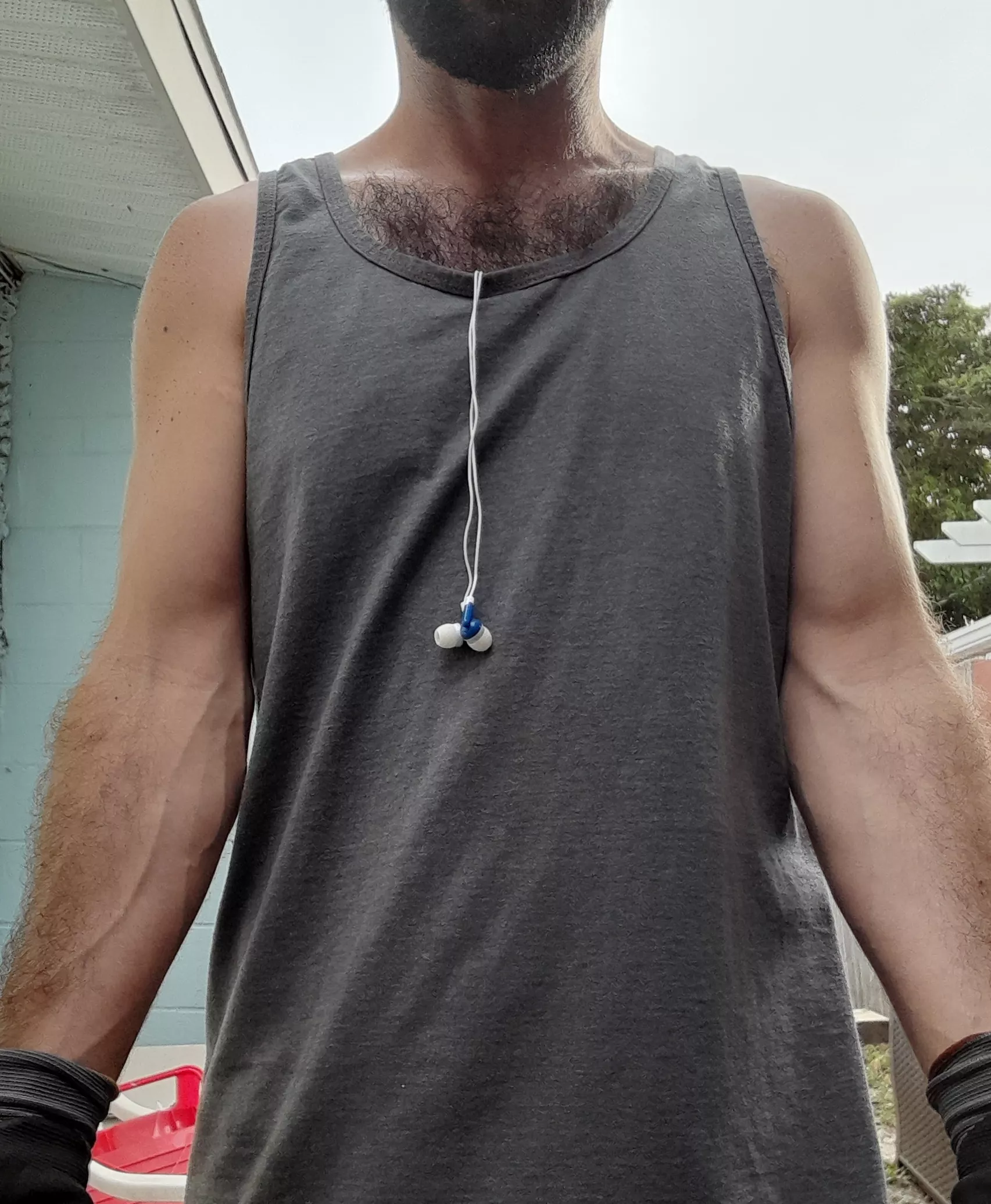 working hard on the yard.