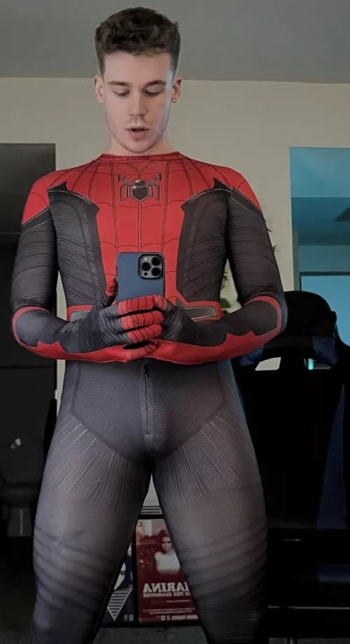 [22] Trying on my spidey suit 😈