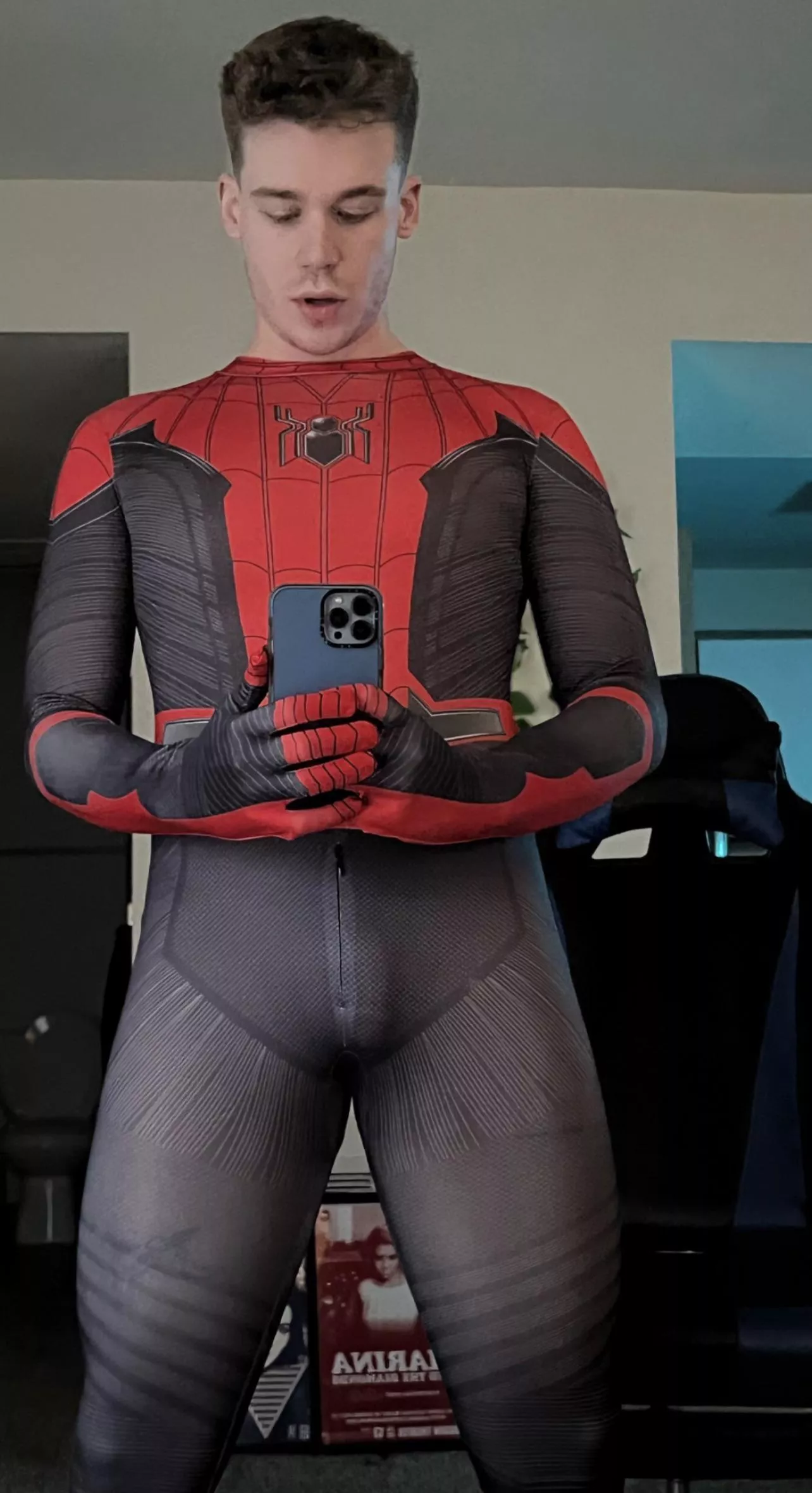 [22] Trying on my spidey suit 😈