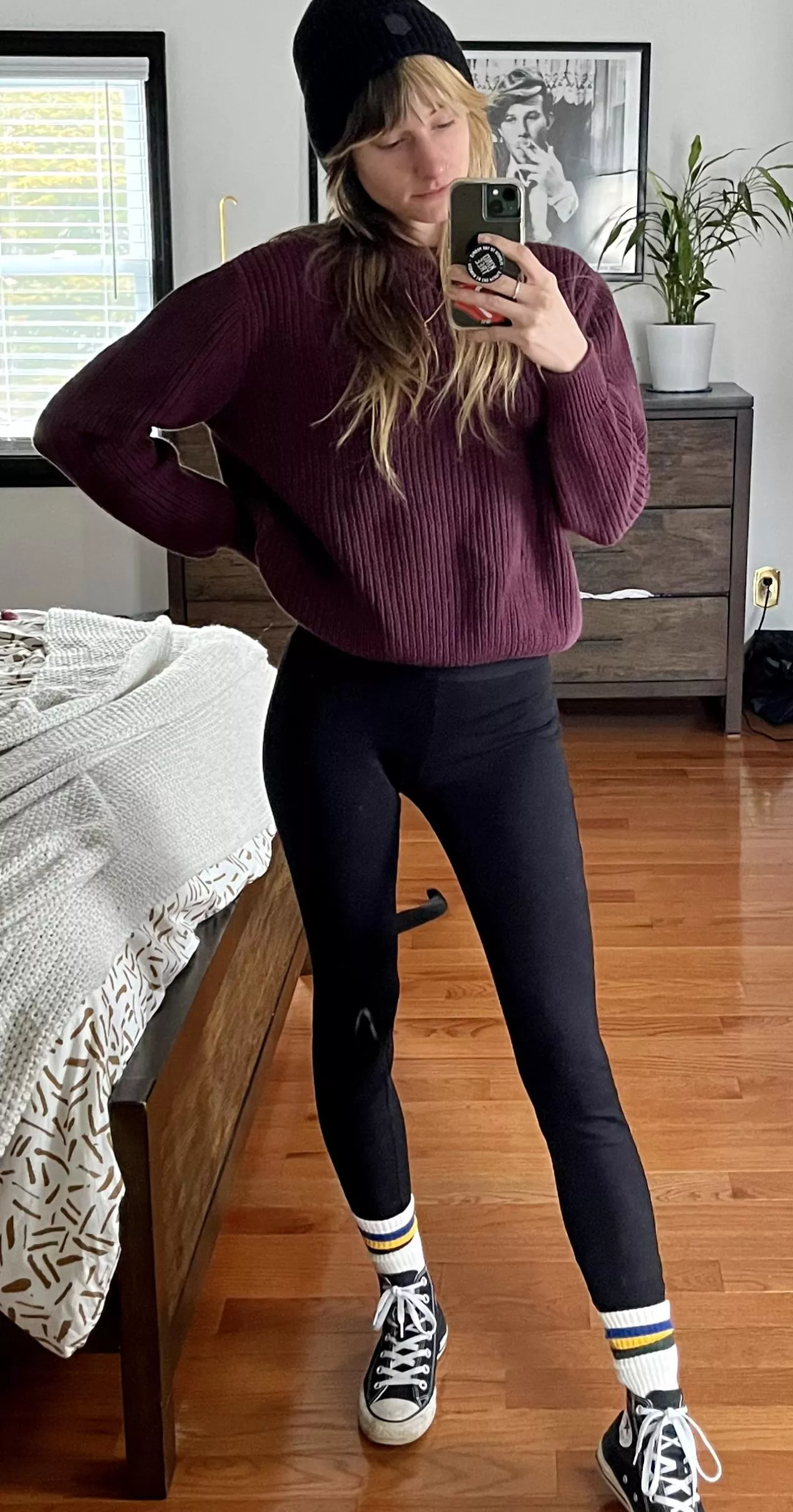 A black leggings outfit on a cold day OC