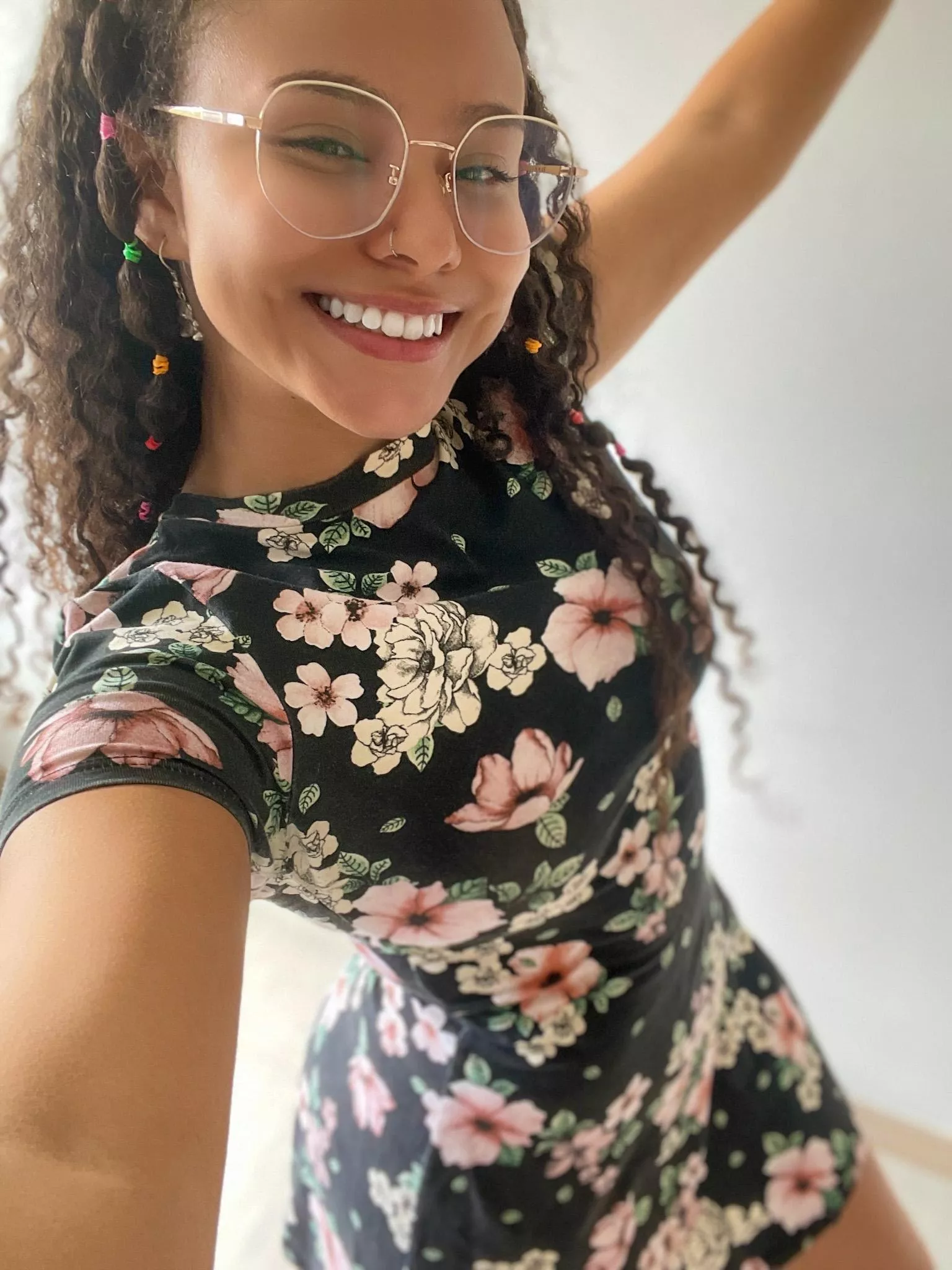 Embracing my feminine side and feeling cute in this flowery number