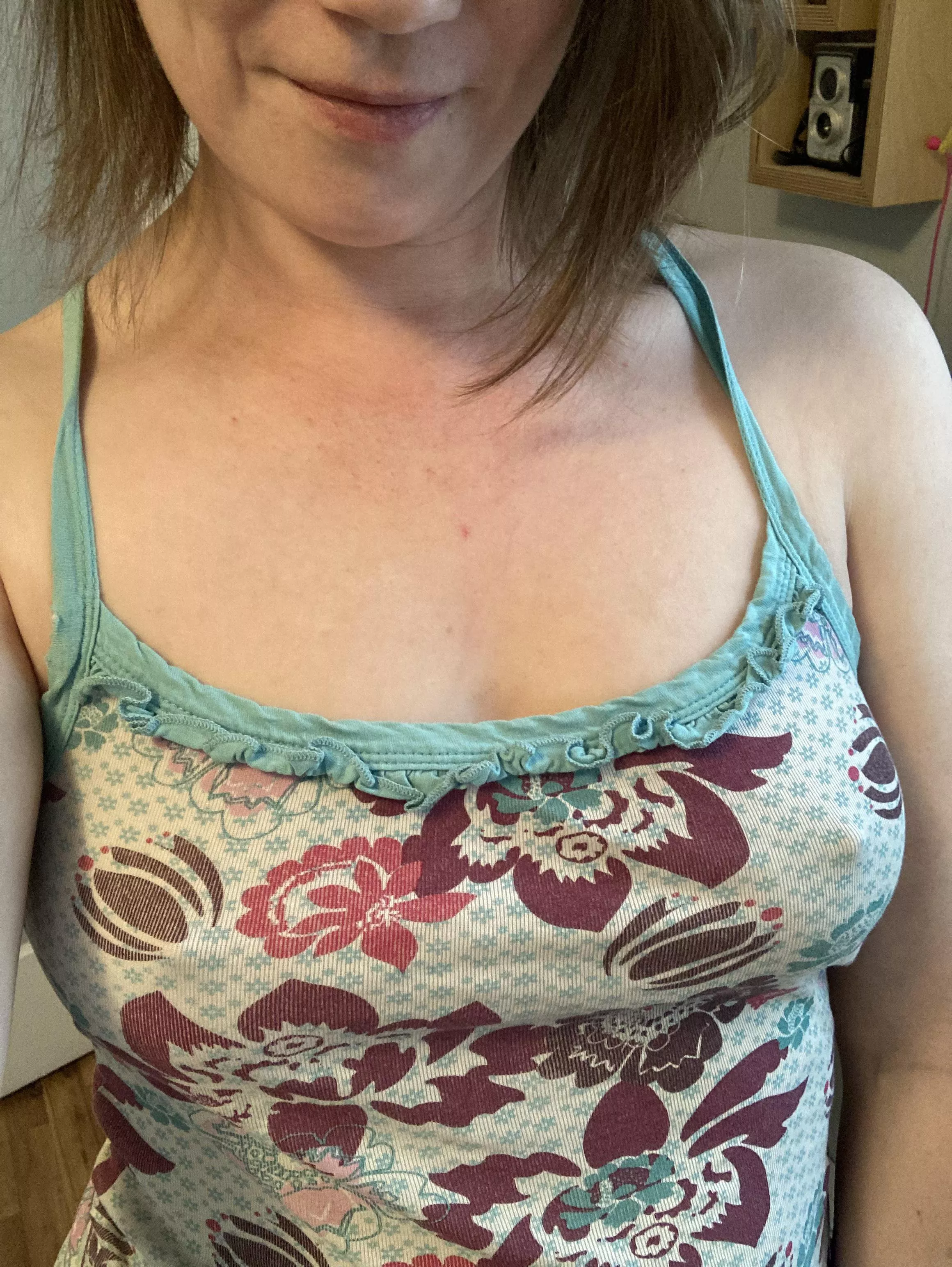 Even the pattern can’t hide them peaking 😏