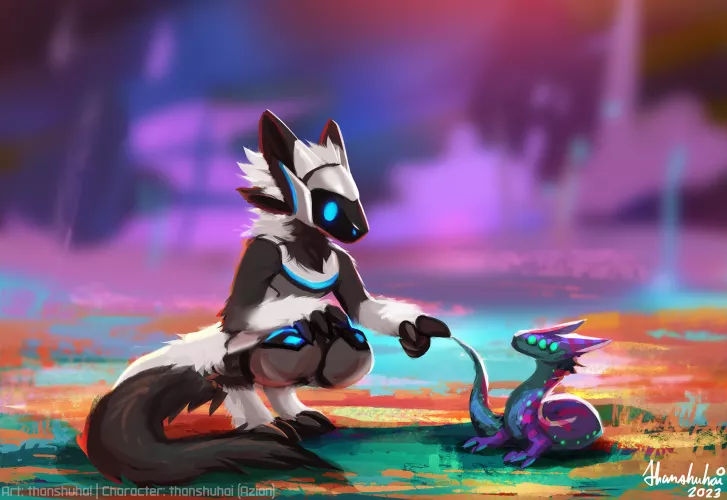 First contact with a weird noodle (Art by @thanshuhai)