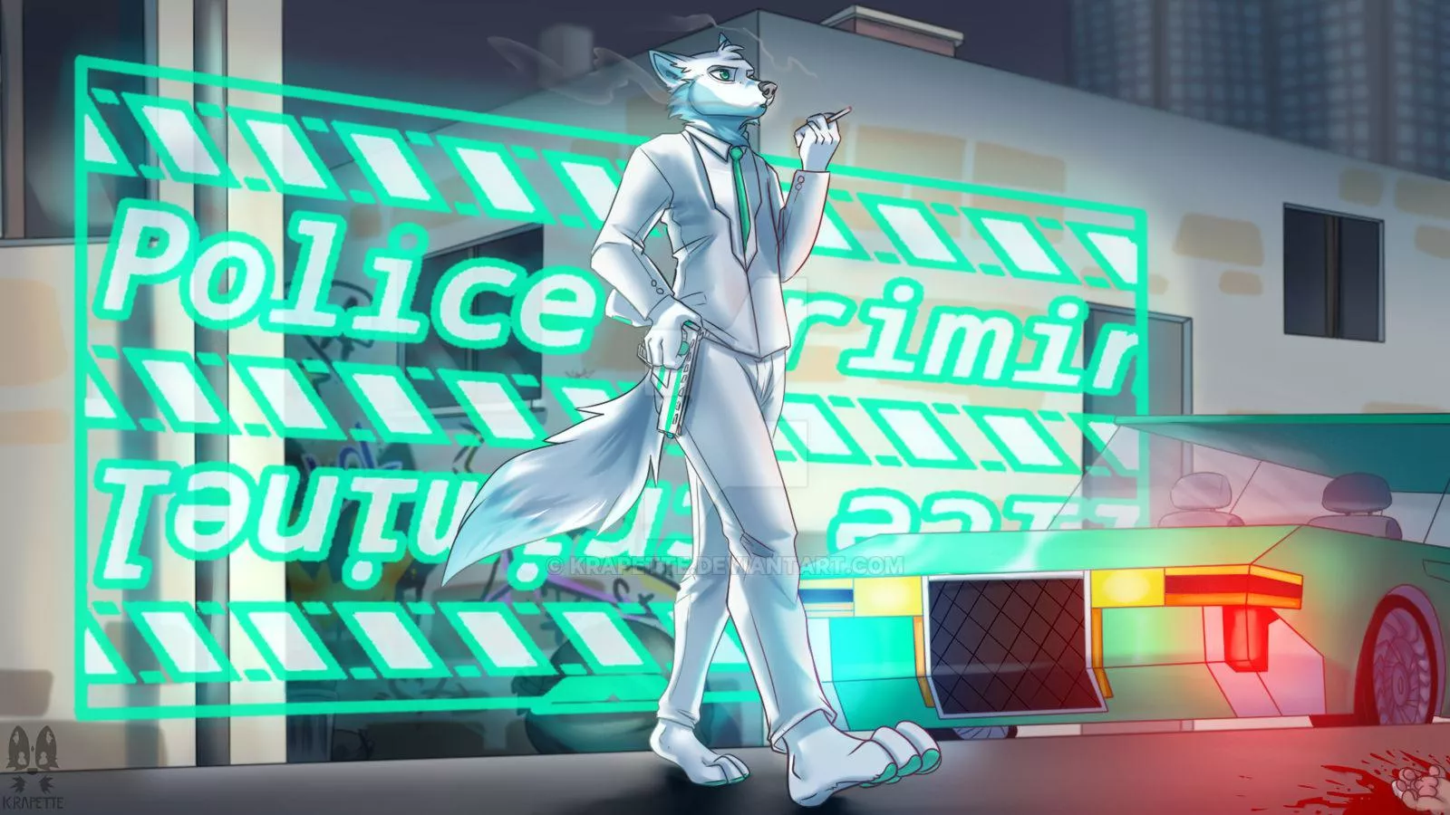 Fremfox on the crime scene [COMMISSION] (by Krapette)