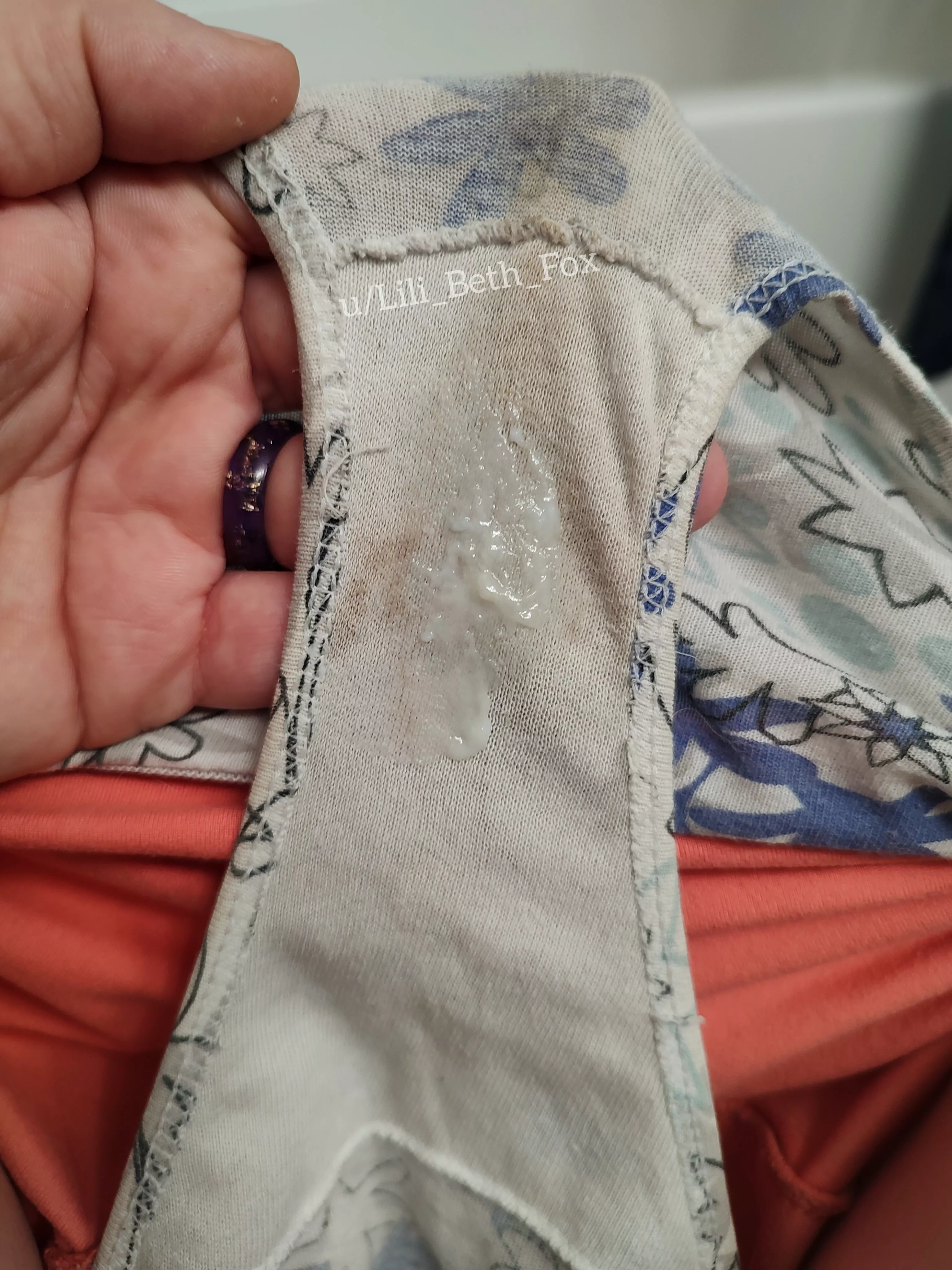 New sticky wetness, over old stained cotton!