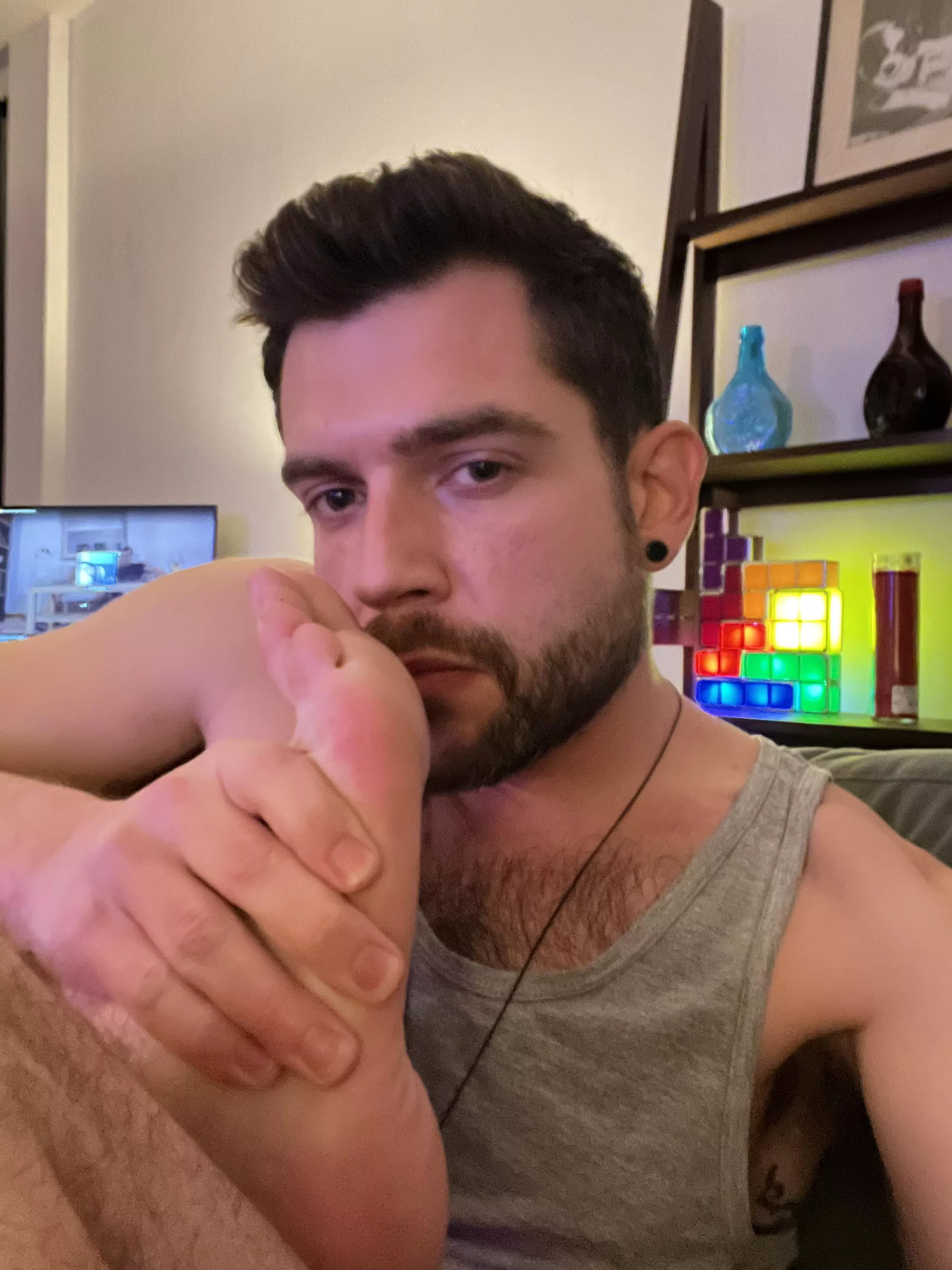 Sweaty from wearing slides all day