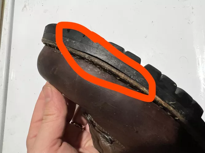 What can I use to repair a leak in my stitch down sole?