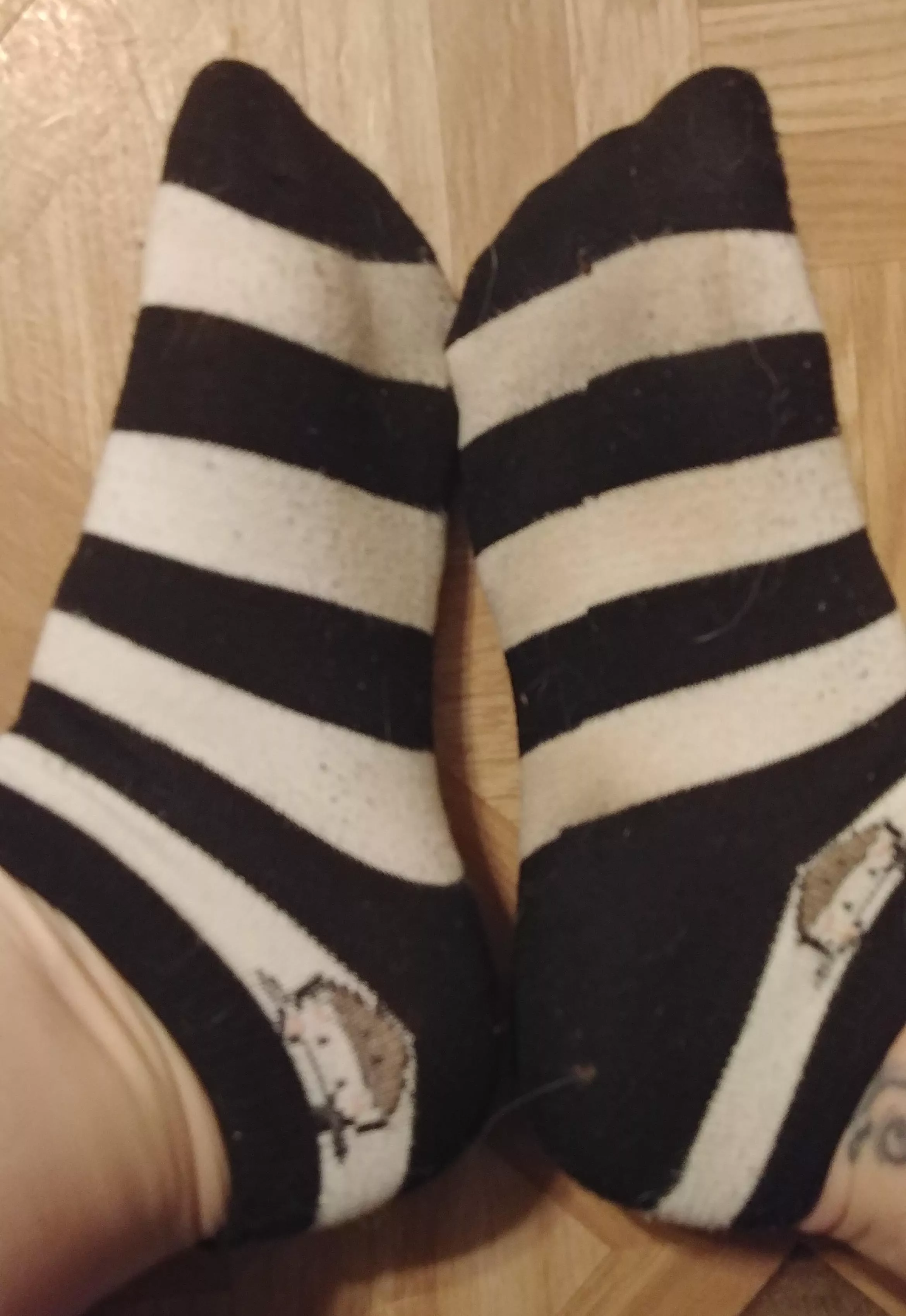 4 days in these socks. Ready to ship, or I can wear them longer for you! Message me to claim :)