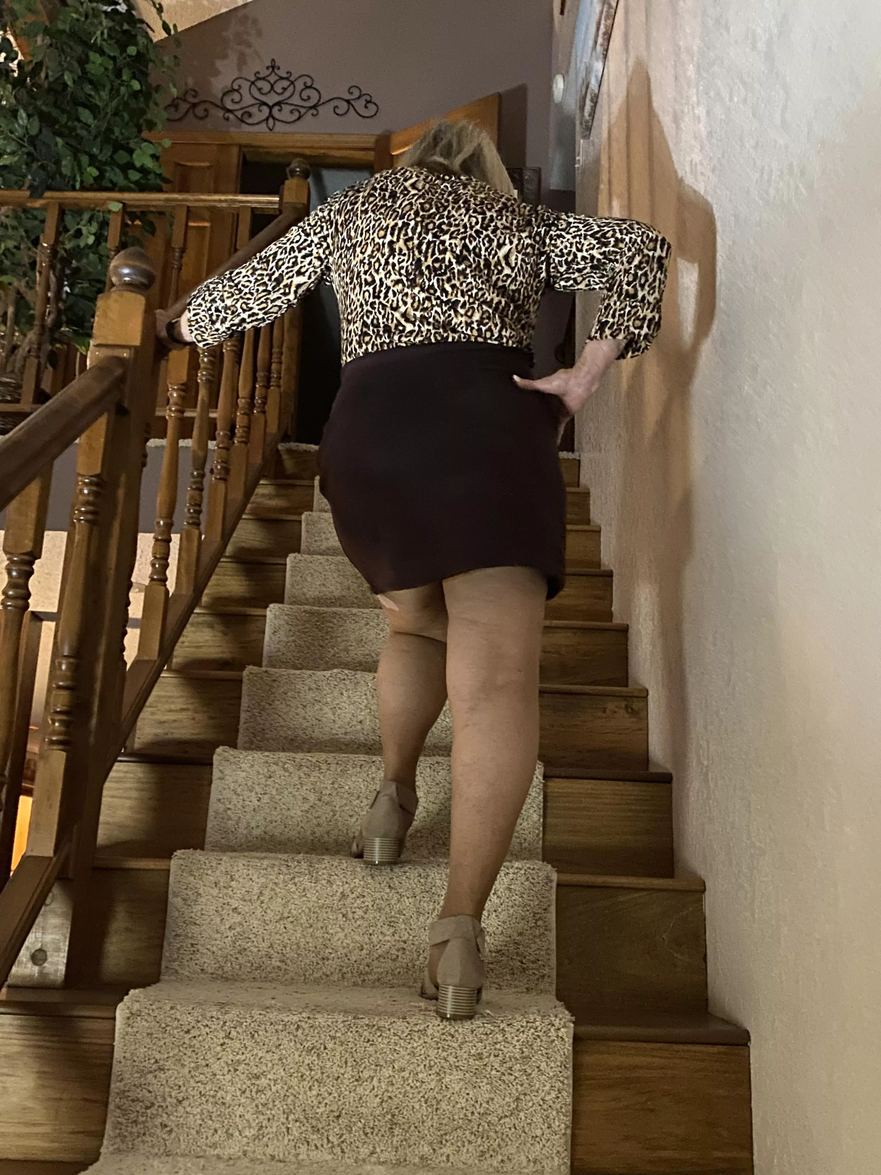 76 yr old grandmother wearing pantyhose