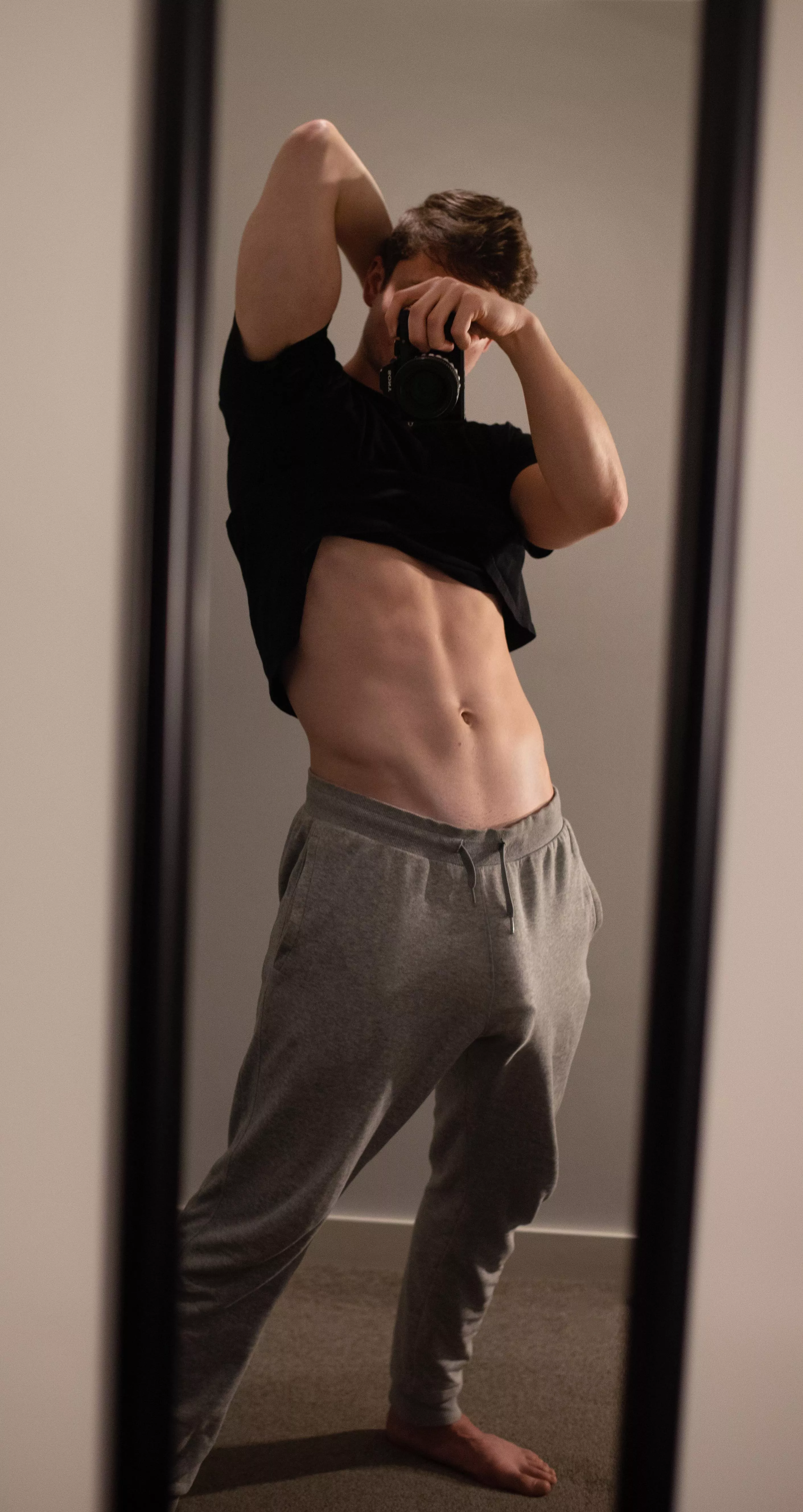 Big young cock + grey sweatpants is a classic combo