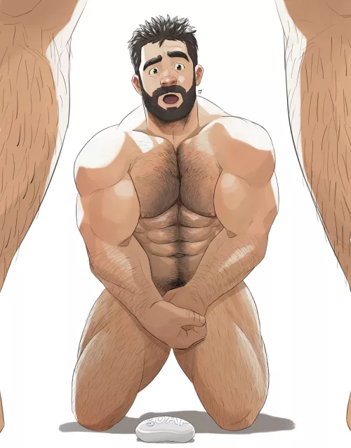 He dropped the soap 🙈 (@JoJiArt)