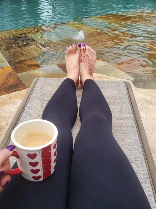 Join me for a cup of coffee by the pool?
