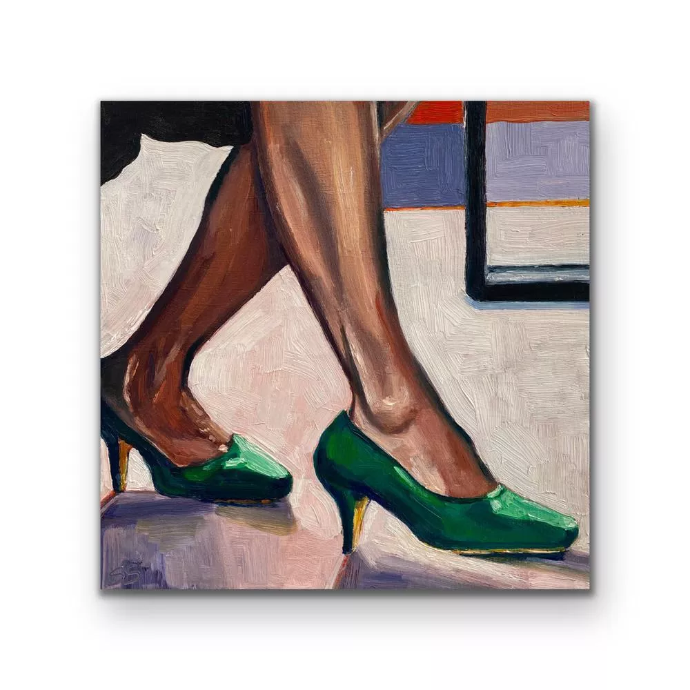 Just finished up this oil painting. There’s something about green heels! 12”x12 oil on canvas