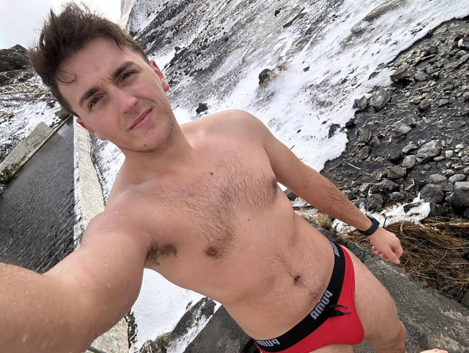 Me in my speedo’s at Iceland’s natural pools in the middle of winter.