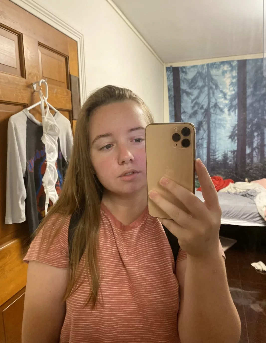 off I go to the class, leaving my bra in my dorm room 😋