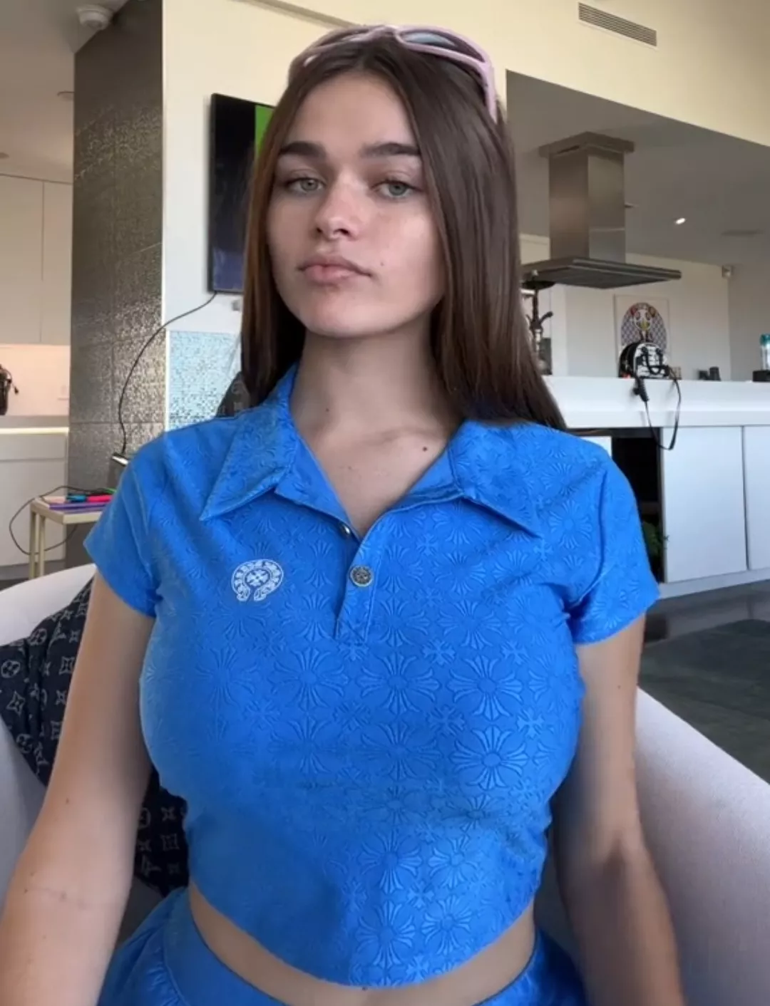 Pretty woman in pretty blue shirt
