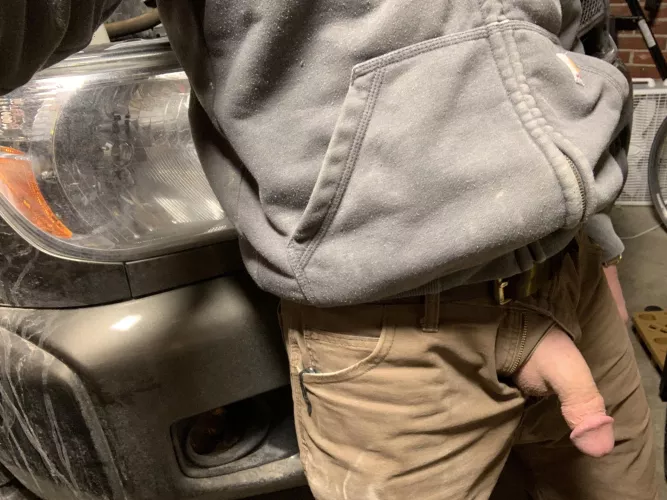 Took my softie out while working on the truck. Can dad check your oil for you? [38]